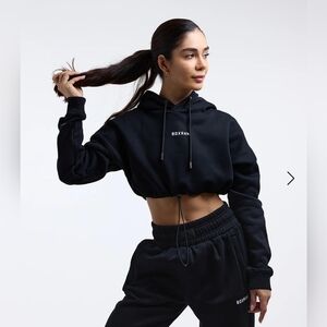 BOXRAW Johnson Cropped Dark Blue Hoodie Size M